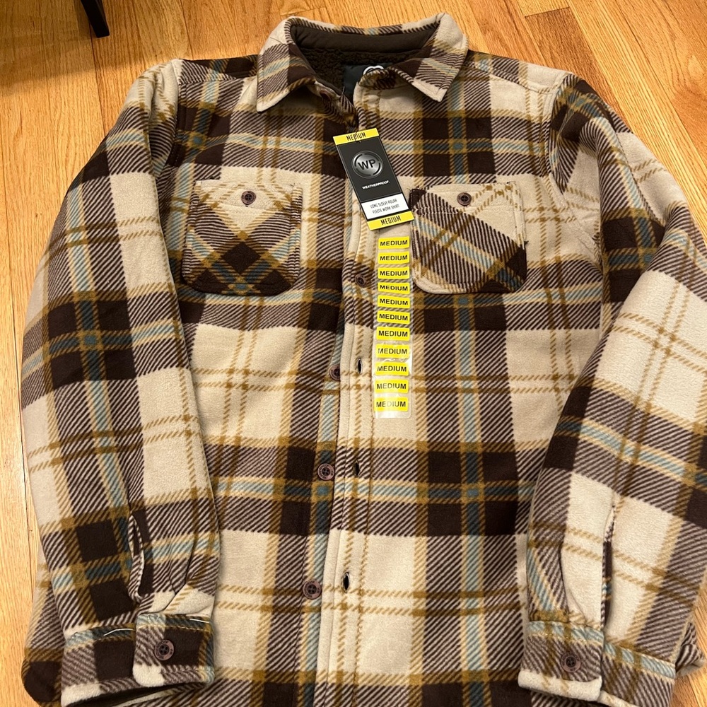 Plaid Button-Up Sherpa Shirt Jacket